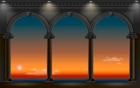 Night arch of the palace Stock Illustration