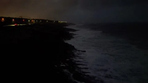 Night Atlantic ocean Stock Footage 299140385