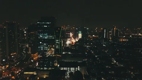 Night Bangkok. Drone view. Video stock 121990610