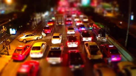 Night Bangkok Traffic - Timelapse Stock Footage 11126763