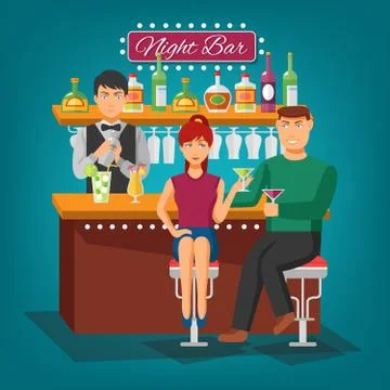 Night Bar Design Concept イラスト素材
