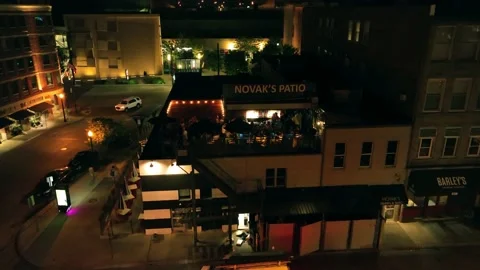Night Bar Drone Shot 스톡 동영상 214030949