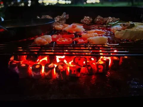 Night Barbecue Stock Photos