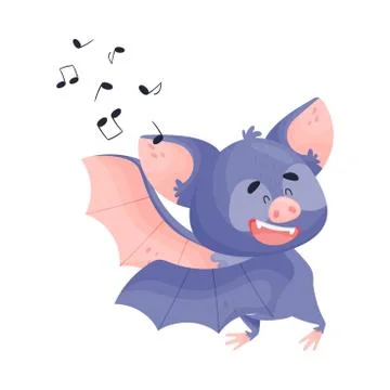 Night Bat Gesturing and Singing Vector Illustration Stock Illustration