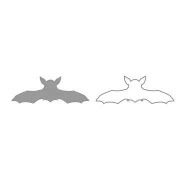 Night bat grey set icon . Stock Illustration