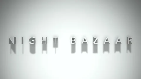 Night bazaar 3D title animation white text on a white background Stock Footage 299749426