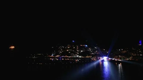 Night beach party skyline lights Stock Footage 228641272
