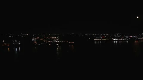 Night beach party skyline lights Stock Footage 228641283