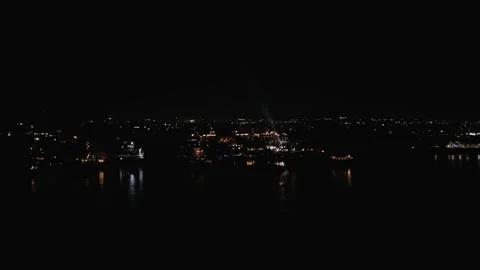 Night beach party skyline lights Stock Footage 228641300