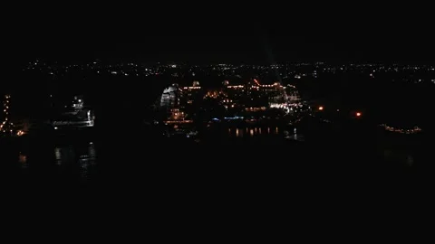 Night beach party skyline lights Stock Footage 228641355