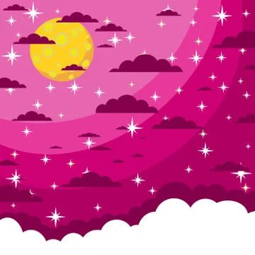 Night beautiful moonlit sky, vector illustration Stock Illustration