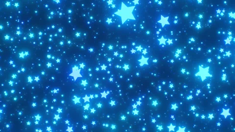 Night Bed Time Glowing Blue Star Shapes Slowly Falling Down In Space Vidéo 309379816
