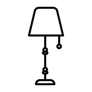 Night Bedside Lamp icon Black line art vector logo Stock Illustration