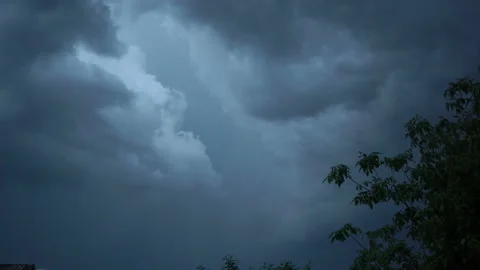 Night black clouds and lightning Stock Footage 141222168