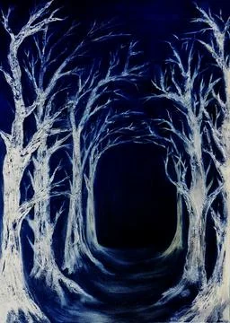 The night blue forest Stock Illustration