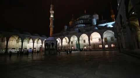 Night Blue Mosque in Istanbul Stock Footage 57640908