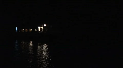 Night, boat sailing by Stock Footage 290578