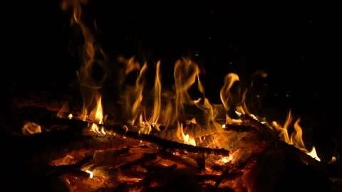 Night bonfire slow motion. HD 1080p video footage Stock Footage 97846819