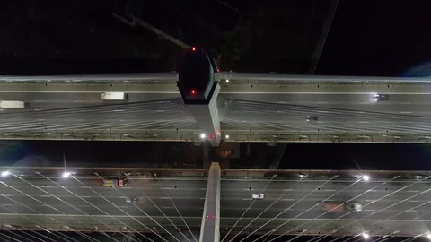 Night bridge back slide Stock Footage 114171726