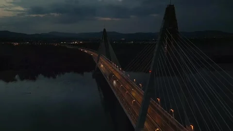 Night bridge river view Stock Footage 274034851