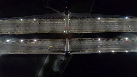 Night bridge top view Stock Footage 114171702
