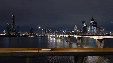 Night Bridge Transportation Vídeo Stock 106131202