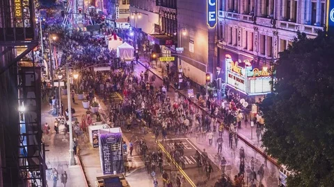 Night on Broadway Fire Escape Time Lapse 70mm 301 pics 3 sec int 01-27-18 4K  Stock Footage 85299412