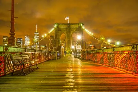 Night of the Brooklyn Bridge Stock Photos