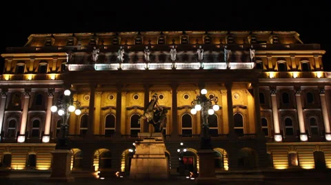 NIGHT BUDA CASTLE 6 FONTAIN PAN RIGHT Stock Footage 39406869