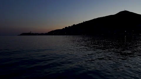 Night Budva, view from the sea Stock Footage 134318645