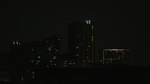 Night Building Light Blink Stock Footage 67348474