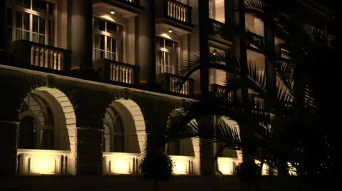 Night building with lights Stock Footage 32809535