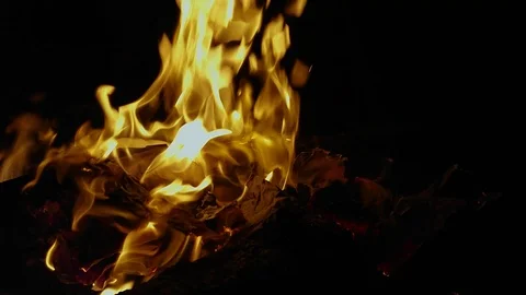 Night, bundle paper, pages, documents, newspapers in a fire burns beautifully Vídeo Stock 126858959