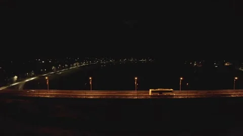 At night the bus crosses the bridge. Stock Footage 174966175