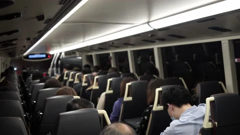 Night Bus Inside View At Night, People Tired Sleeping, Hong Kong Stock Footage 230055230