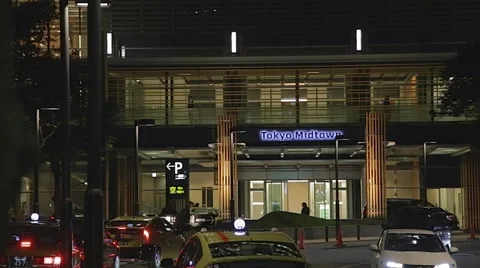 Night  - cab drivers in front of Tokyo Midtown Stock Footage 47790766