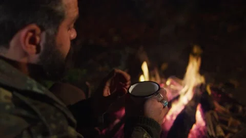 Night Camp Fire Stock Footage 138124761