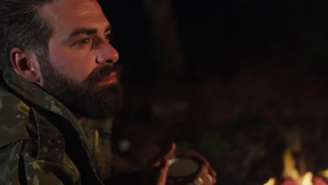 Night Camp Fire Stock Footage 138124908