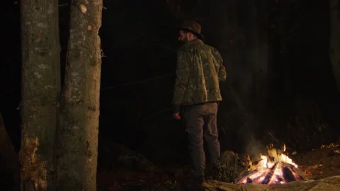 Night Camp Fire Stock Footage 138125049