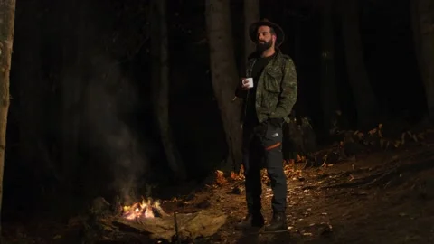 Night Camp Fire Stock Footage 138125152