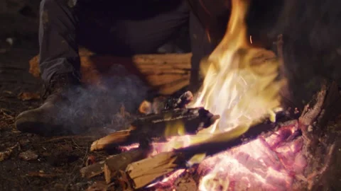 Night Camp Fire Stock Footage 138125185