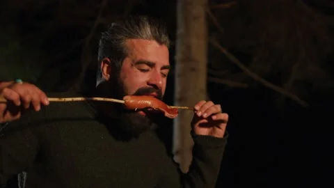 Night Camp Fire Stock Footage 138125510