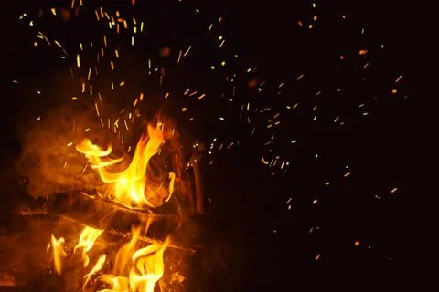 Night campfire with copyspace Stock Photos