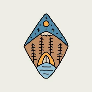 Night camping graphic illustration vector art t-shirt design Stock Illustration
