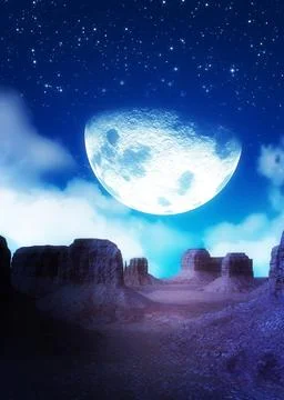 Night in canyon Stock Illustration