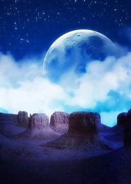 Night in canyon Stock Illustration