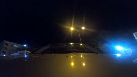 Night Car Driving Stock Footage 182597558