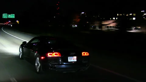 NIGHT CAR. ON HIGHWAY Stock Footage 194572839