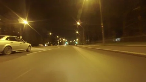 Night, car, intersection Stock Footage 98854054