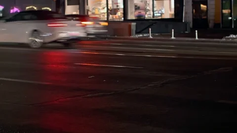 Night car traffic light evening dark blackout motion city Stock Footage 230720654